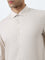 WES Formals Beige Solid Ultra Slim-Fit Cotton Blend Shirt