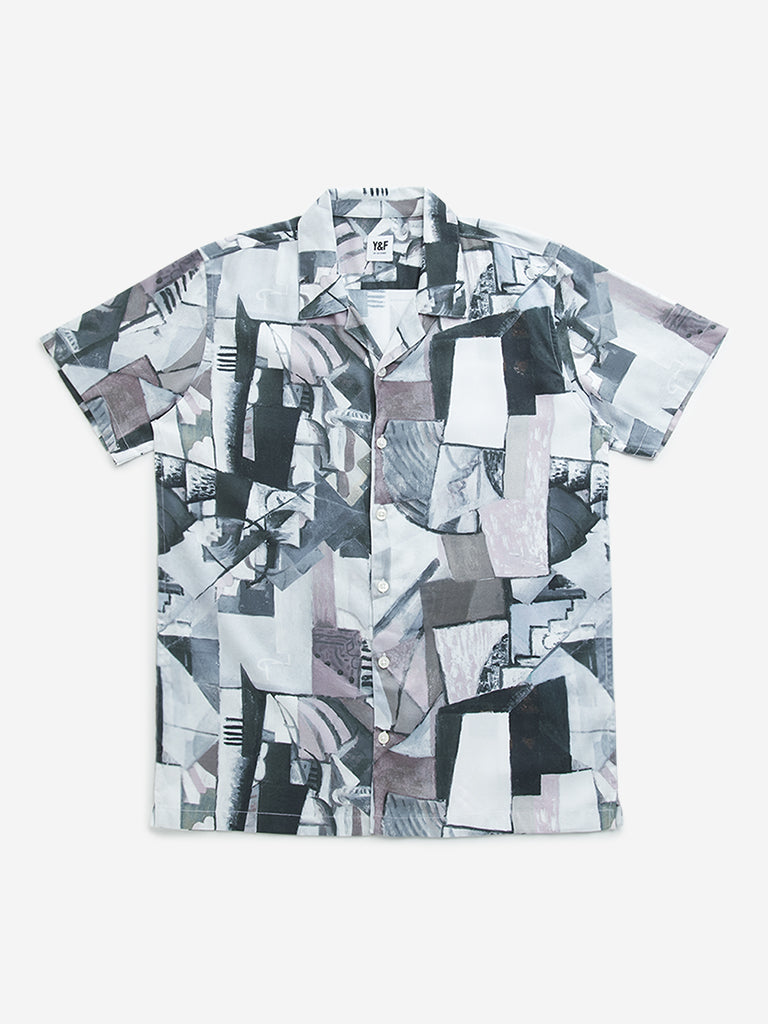 Y&F Kids Multicolour Abstract Design Resort-Fit Shirt