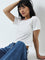 Bombay Paisley White Cotton Crop Top