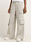 Nuon Light Beige Cargo-Style Wide Leg - Fit High - Rise Jeans