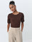 Wardrobe Brown Ribbed Textured Top