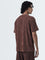 ETA Brown Self-Textured Slim-Fit Cotton T-Shirt