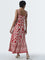 LOV Red Ikat Printed Blended Linen A-Line Dress