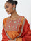 Vark Orange Zari Embroidered Kurta, Pants and Dupatta Set