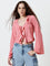 Nuon Pink Ruffled Detailed Textured Top