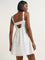 Nuon White Schiffli Design A-Line Cotton Dress