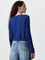 Nuon Dark Blue Knit-Textured Cotton Top