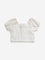 HOP Kids Off-White Leaf Embroidered Cotton Blend Top