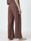 Superstar Brown Embroidered High-Rise Pants