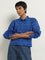 LOV Blue Schiffli Designed Cotton Shirt