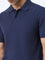 WES Casuals Dark Blue Relaxed-Fit Cotton Blend Polo T-Shirt