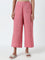 Utsa Light Pink High-Rise Straight Cotton Pants