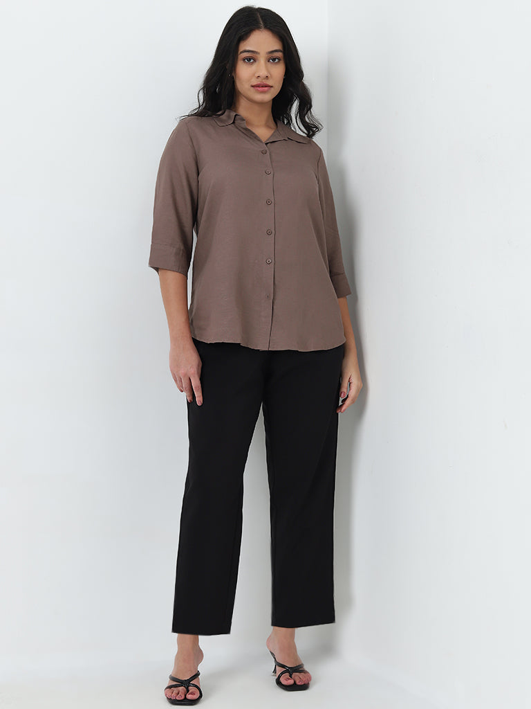 Gia Dark Brown Solid Shirt