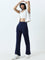 Studiofit Navy High-Rise Cotton Blend Track Pants