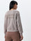 Studiofit Light Brown Waffle Textured Cotton Sweatshirt