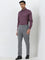 WES Formals Mauve Solid Slim-Fit Cotton Blend Shirt