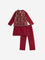 Utsa Kids Red Floral Design Jacket, Kurta and Pants Set (2-8 years)