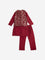 Utsa Kids Red Floral Design Jacket, Kurta and Pants Set (2-8 years)