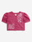 Utsa Kids Dark Pink Floral Embroidered Cotton Ethnic Top (8-14 years)