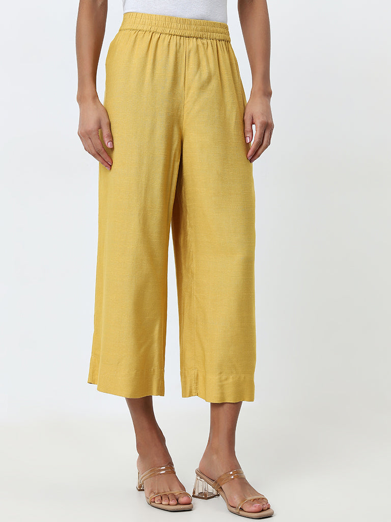 Zuba Yellow High-Rise Ethnic Pants