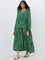 Utsa Green Bandhani Printed Fit-and-Flare Tiered Dress