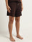 Wunderlove Dark Brown Ribbed Textured High-Rise Shorts