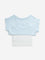 HOP Kids White & Blue Cotton Crop T-Shirt with Ribbed Vest