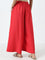 Utsa Dark Coral Solid High-Rise Palazzos