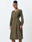 Wardrobe Olive A-Line Dress with Belt