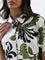 LOV Off-White Foliage Printed Blended Linen Shirt