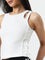 Studiofit White Cut-Out Detailed Cotton Top