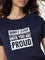 Studiofit Navy Text Design Cotton T-Shirt