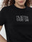 Studiofit Black Text Embroidered Cotton T-Shirt