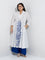 Diza White Tropical-Inspired Cotton A-Line Kurta