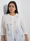 Diza White Sealife-Themed Cotton A-Line Kurta