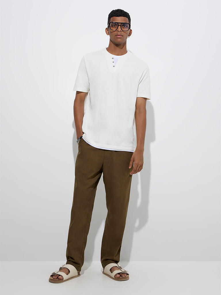 ETA Dark Brown Relaxed-Fit Mid-Rise Cotton Chinos
