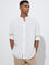 ETA White Solid Relaxed-Fit Cotton-Blend Shirt