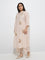 Diza Beige Embroidered A-Line Kurta