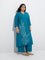 Diza Teal Foliage Embroidered A-Line Kurta