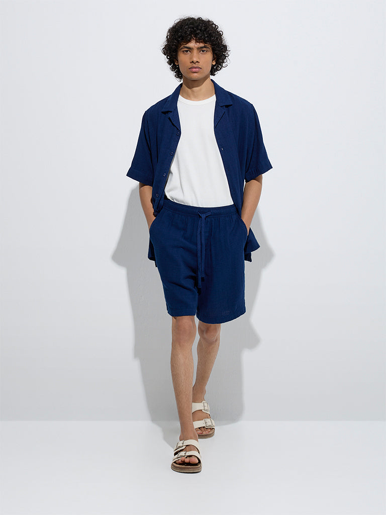 ETA Indigo Relaxed-Fit Mid-Rise Cotton-Blend Shorts