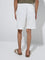 ETA White Solid Relaxed-Fit Mid-Rise Cotton-Blend Shorts