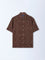 Ascot Dark Brown Printed Relaxed Fit Linen Blend Shirt