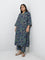 Diza Navy Botanical Design A-Line Kurta