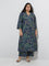 Diza Navy Botanical Design A-Line Kurta