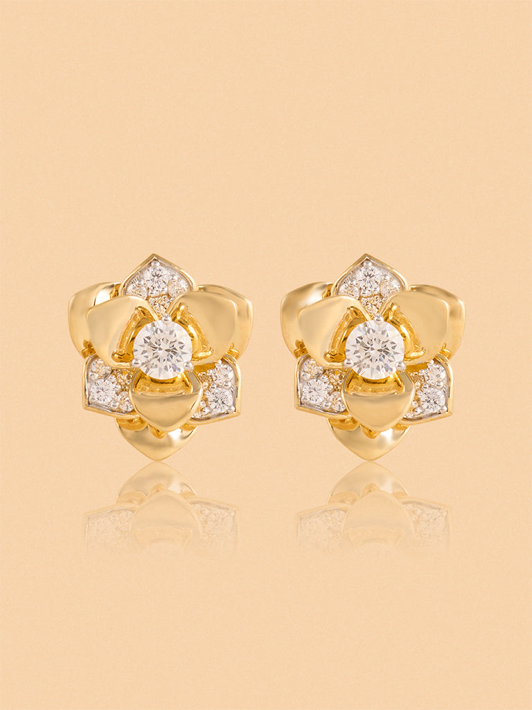 Gold Multilayer Rose Earrings