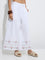 Bombay Paisley White Embroidered Cotton-Blend Palazzos