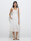 Bombay Paisley White Nature-Inspired Cotton A-Line Dress