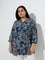 Diza Teal Foliage Printed Kurti