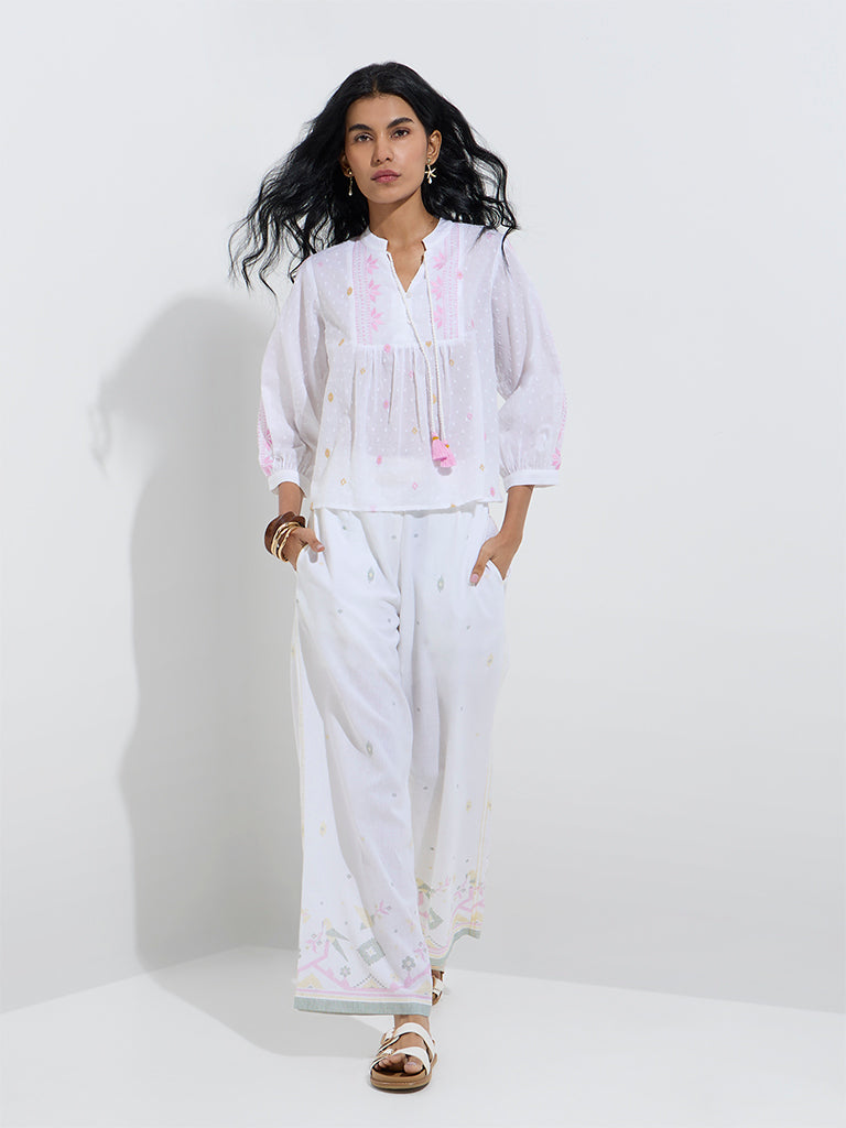 Bombay Paisley White Paisley Cotton Top