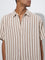 ETA Light Beige Stripe Embroidered Relaxed-Fit Cotton Shirt